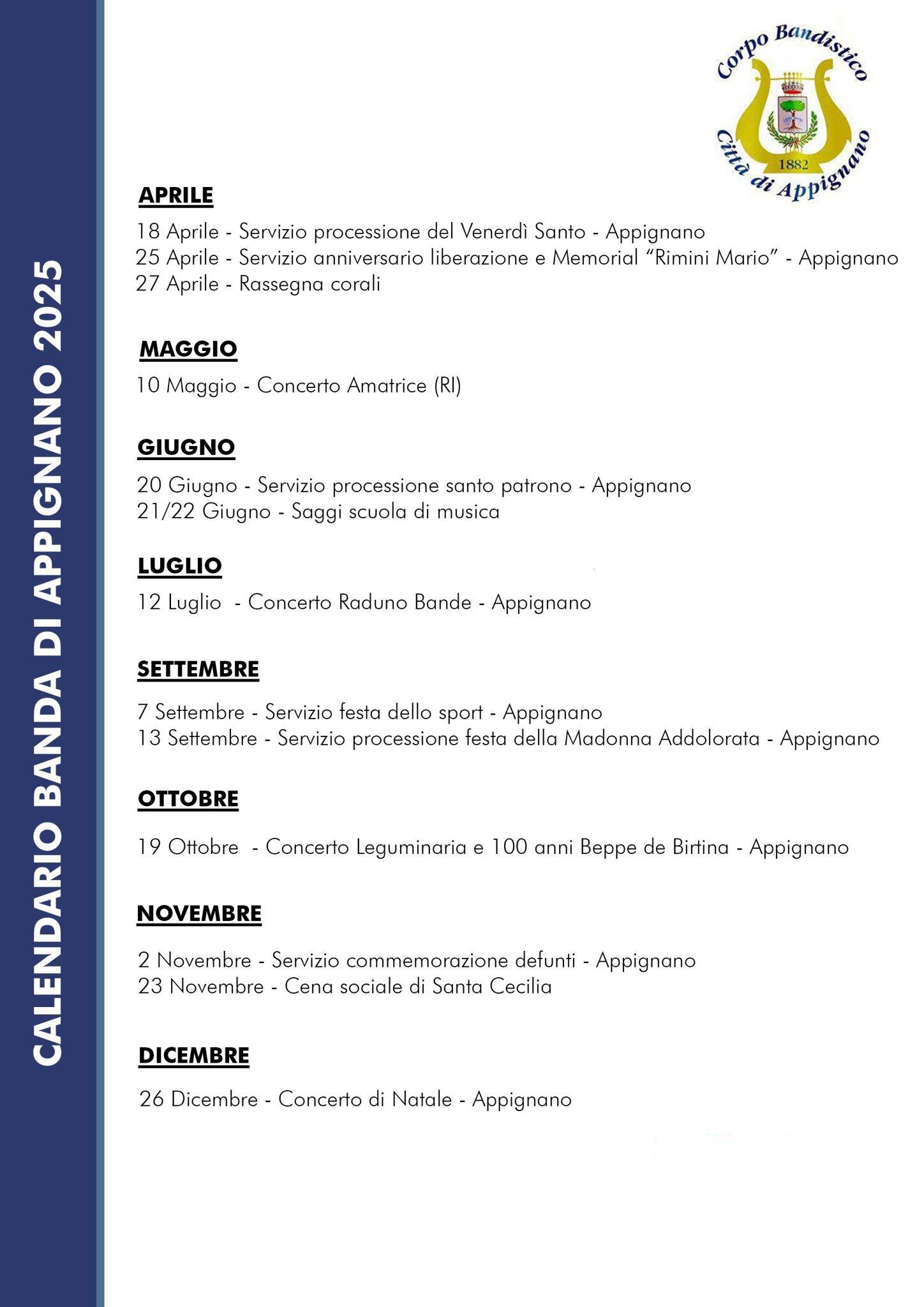 banda calendario 2025