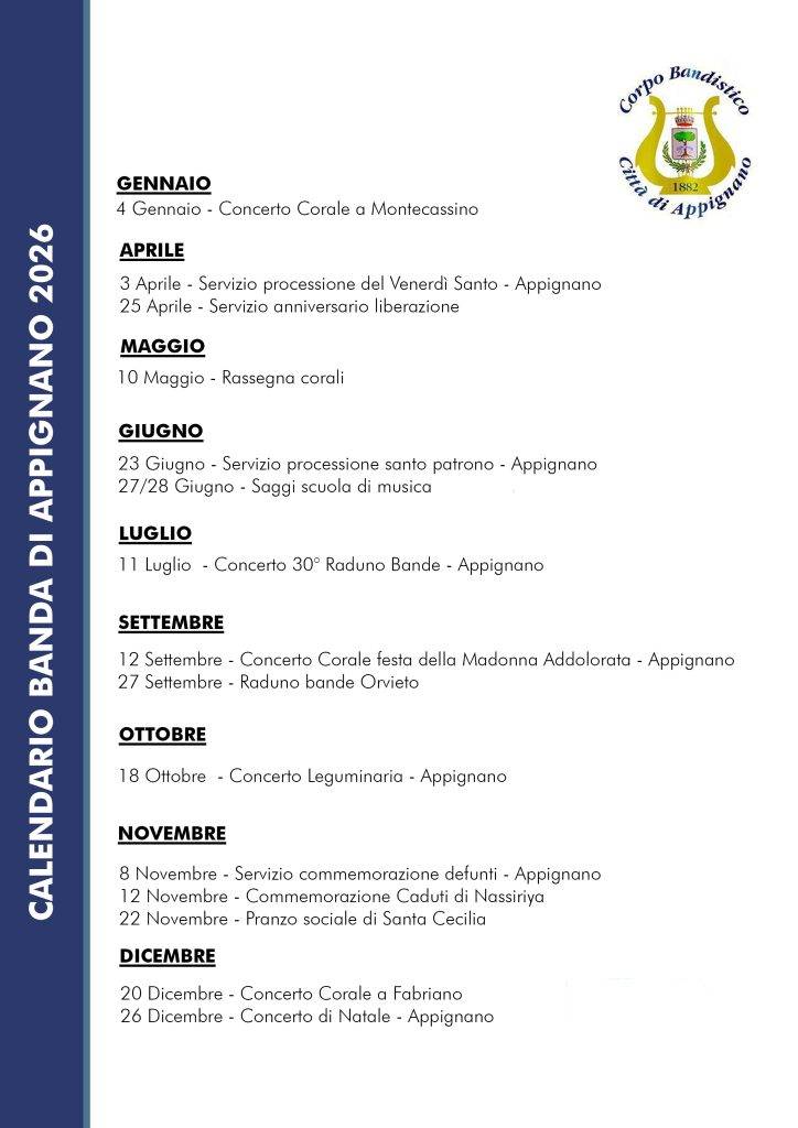 calendario attività 2026